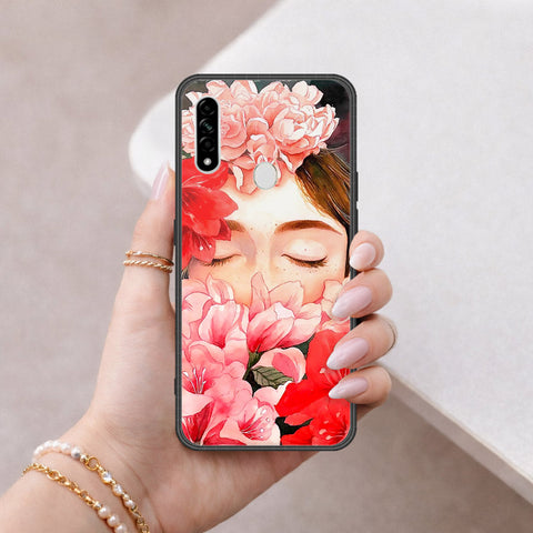 Oppo A8 Cover - Floral Series - HQ Ultra Shine Premium Infinity Glass Soft Silicon Borders Case