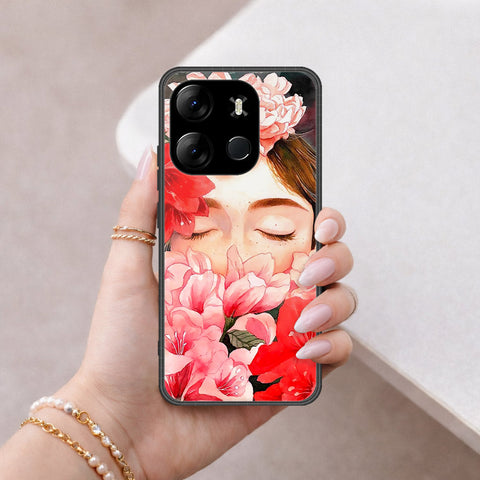 Infinix Smart 7 Plus Cover - Floral Series - HQ Ultra Shine Premium Infinity Glass Soft Silicon Borders Case