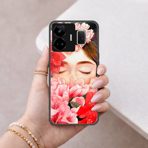 Realme GT3 Cover - Floral Series - HQ Ultra Shine Premium Infinity Glass Soft Silicon Borders Case