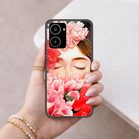 Realme 10 Cover - Floral Series - HQ Ultra Shine Premium Infinity Glass Soft Silicon Borders Case