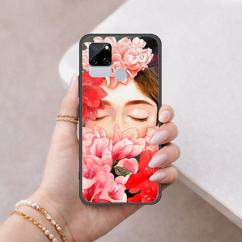 Realme C12 Cover - Floral Series - HQ Ultra Shine Premium Infinity Glass Soft Silicon Borders Case