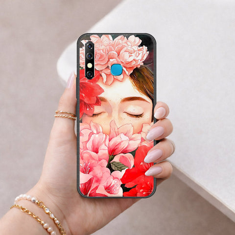 Infinix Hot 8 Cover - Floral Series - HQ Ultra Shine Premium Infinity Glass Soft Silicon Borders Case