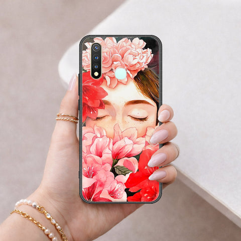 Vivo Y19 Cover - Floral Series - HQ Ultra Shine Premium Infinity Glass Soft Silicon Borders Case