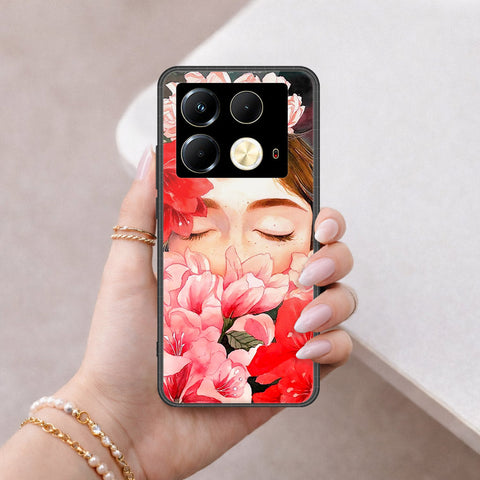 Infinix Note 40 Cover - Floral Series - HQ Ultra Shine Premium Infinity Glass Soft Silicon Borders Case