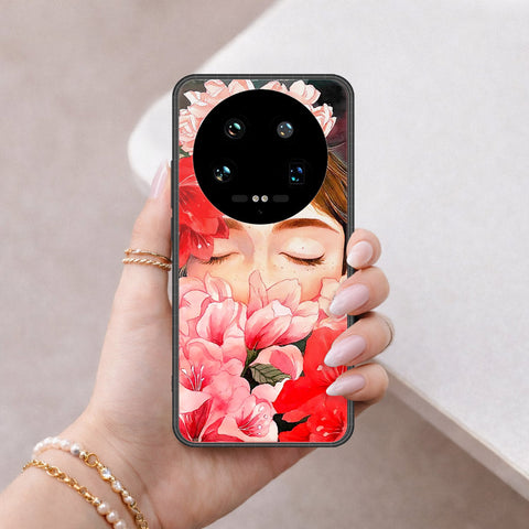 Xiaomi 14 Ultra Cover - Floral Series - HQ Ultra Shine Premium Infinity Glass Soft Silicon Borders Case