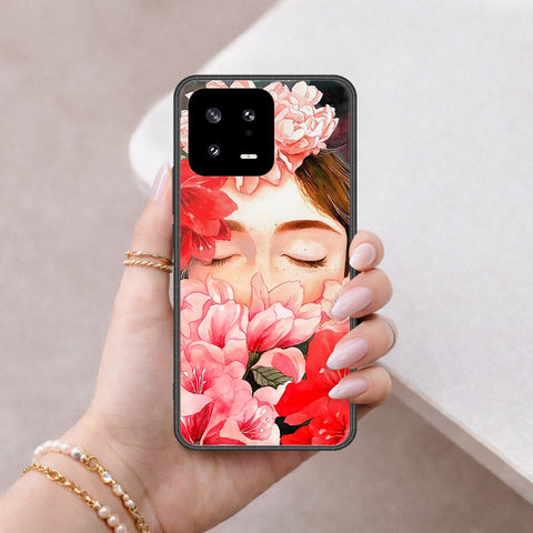 Xiaomi 13 Cover - Floral Series - HQ Ultra Shine Premium Infinity Glass Soft Silicon Borders Case