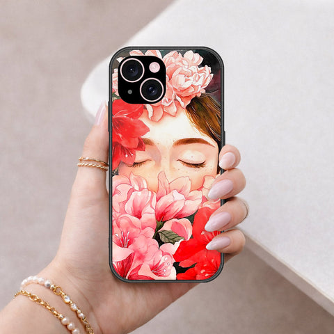 iPhone 15 Cover - Floral Series - HQ Ultra Shine Premium Infinity Glass Soft Silicon Borders Case