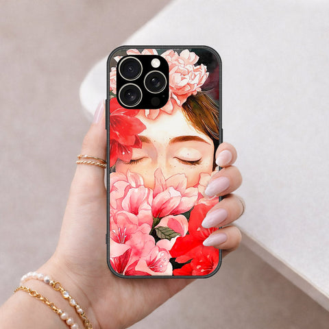 IPhone 15 Pro Max Cover - Floral Series - HQ Ultra Shine Premium Infinity Glass Soft Silicon Borders Case