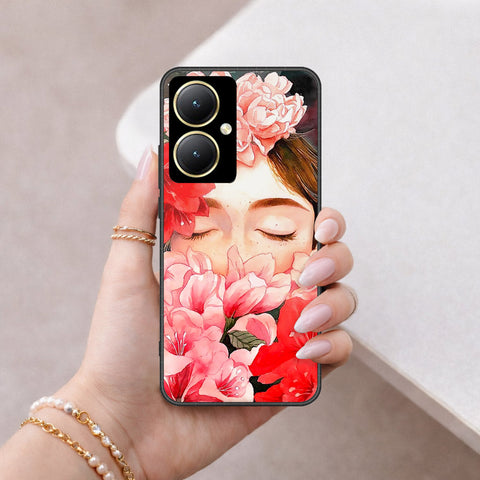 Vivo Y35m Plus Cover - Floral Series - HQ Ultra Shine Premium Infinity Glass Soft Silicon Borders Case
