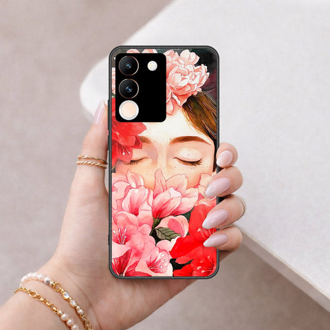 Vivo V29e Cover - Floral Series - HQ Ultra Shine Premium Infinity Glass Soft Silicon Borders Case