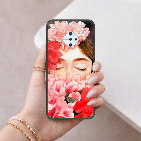 Vivo Y9s Cover - Floral Series - HQ Ultra Shine Premium Infinity Glass Soft Silicon Borders Case