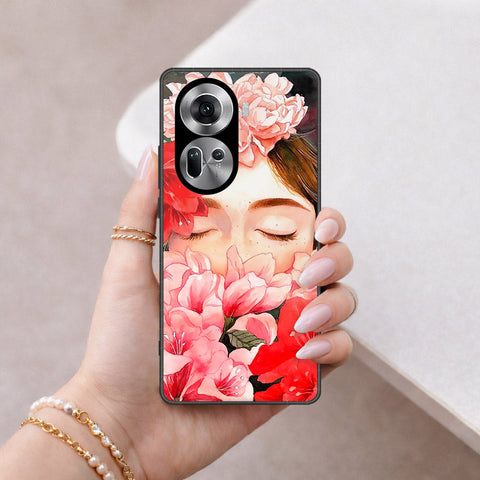 Oppo Reno 11 5G Cover - Floral Series - HQ Ultra Shine Premium Infinity Glass Soft Silicon Borders Case