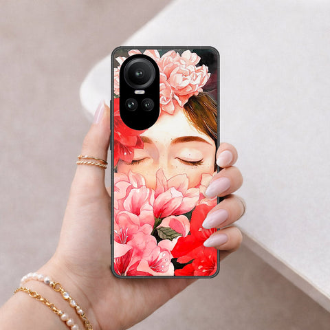 Oppo Reno 10 Pro Cover - Floral Series - HQ Ultra Shine Premium Infinity Glass Soft Silicon Borders Case