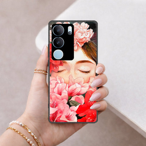 Vivo V29 Cover - Floral Series - HQ Ultra Shine Premium Infinity Glass Soft Silicon Borders Case