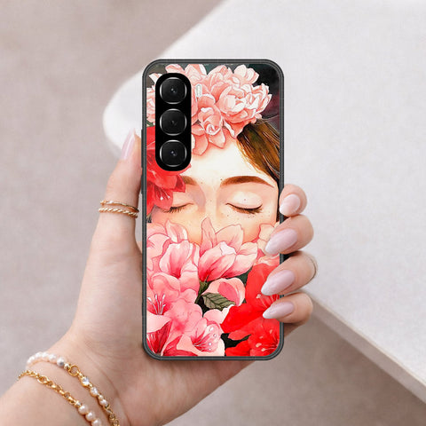 Infinix Hot 60i 4G Cover - Floral Series - HQ Ultra Shine Premium Infinity Glass Soft Silicon Borders Case