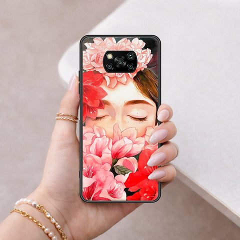 Xiaomi Poco X3 Cover - Floral Series - HQ Ultra Shine Premium Infinity Glass Soft Silicon Borders Case