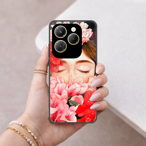 Infinix Hot 40 Pro Cover - Floral Series - HQ Ultra Shine Premium Infinity Glass Soft Silicon Borders Case