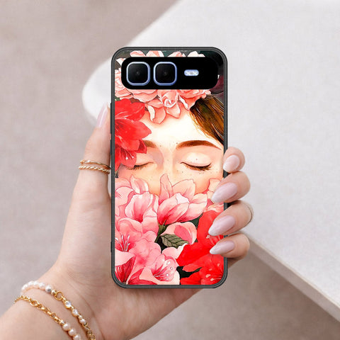 Infinix Smart 10 Plus Cover - Floral Series - HQ Ultra Shine Premium Infinity Glass Soft Silicon Borders Case