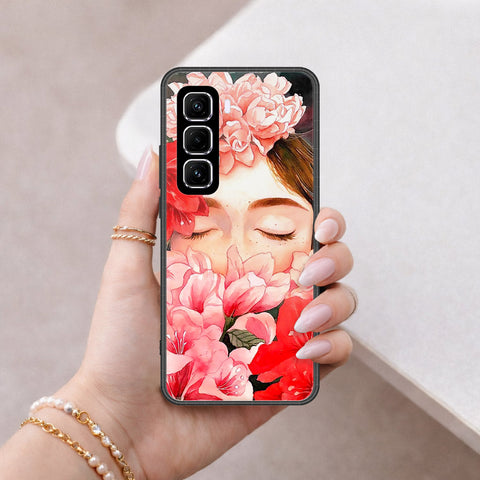 Infinix Hot 60 Pro Plus Cover - Floral Series - HQ Ultra Shine Premium Infinity Glass Soft Silicon Borders Case