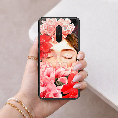Xiaomi Pocophone F1 Cover - Floral Series - HQ Ultra Shine Premium Infinity Glass Soft Silicon Borders Case