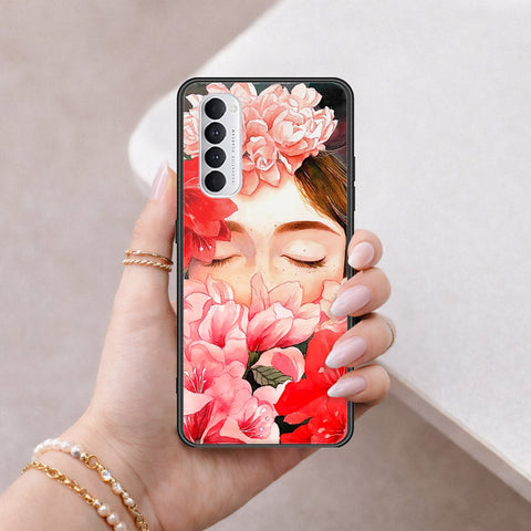 Oppo Reno 4 Pro Cover - Floral Series - HQ Ultra Shine Premium Infinity Glass Soft Silicon Borders Case