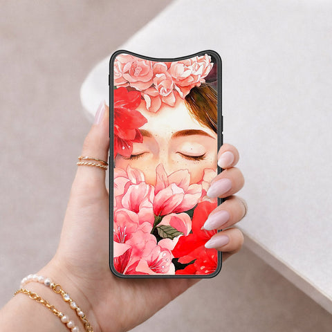 Oppo Find X Cover - Floral Series - HQ Ultra Shine Premium Infinity Glass Soft Silicon Borders Case