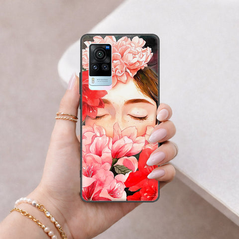 Vivo X60 Cover - Floral Series - HQ Ultra Shine Premium Infinity Glass Soft Silicon Borders Case