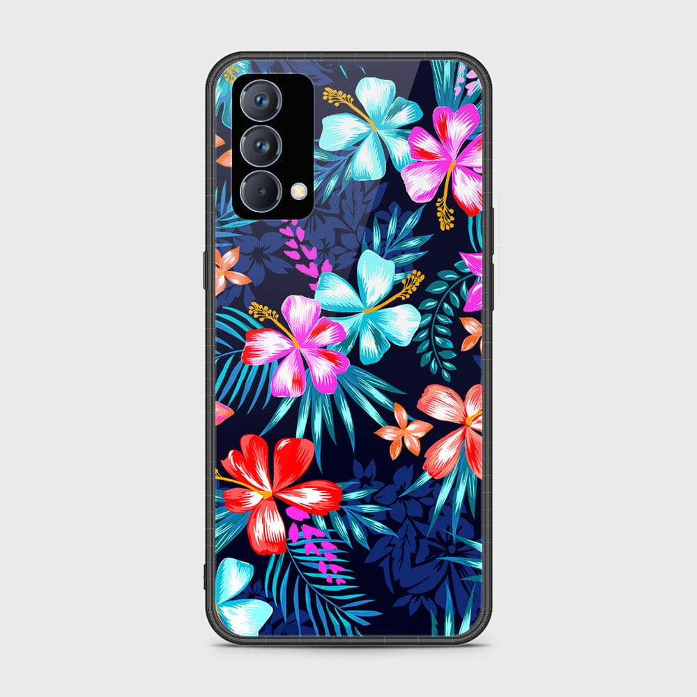 Realme - Floral Series - D19  - HQ Ultra Shine Premium Infinity Glass Soft Silicon Borders Case ( Fast Dellivery )