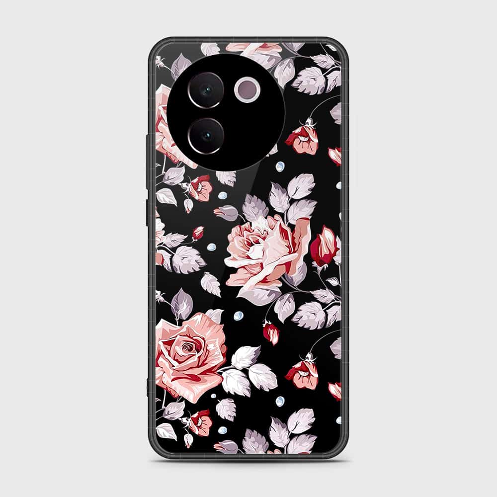 Vivo V30e Cover- Floral Series - HQ Ultra Shine Premium Infinity Glass Soft Silicon Borders Case (Fast Delivery) (H)