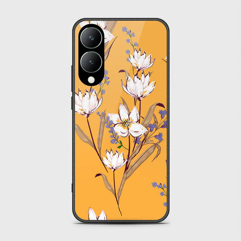 Vivo Y17s Cover- Floral Series - HQ Ultra Shine Premium Infinity Glass Soft Silicon Borders Case (Fast Delivery)