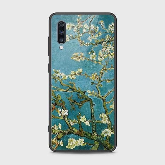 Samsung Galaxy A70s Cover - Floral Series 2 - HQ Ultra Shine Premium Infinity Glass Soft Silicon Borders Case