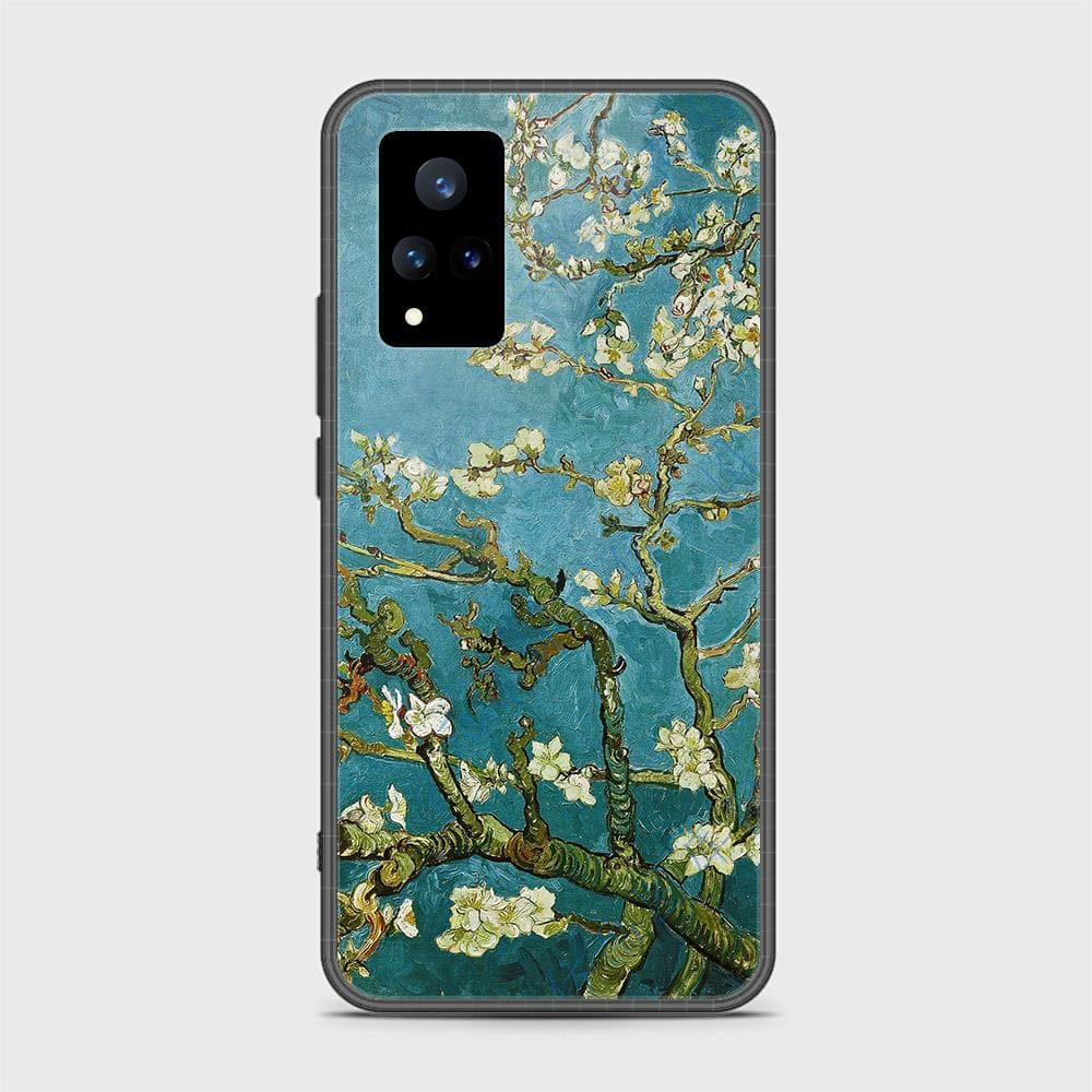 Vivo V21s Cover - Floral Series 2 - D36 - HQ Ultra Shine Premium Infinity Glass Soft Silicon Borders Case ( Fast Delivery )