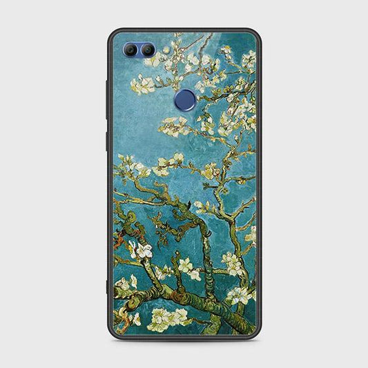 Huawei Y9 2018 Cover - Floral Series 2 - ( D1 ) HQ Ultra Shine Premium Infinity Glass Soft Silicon Borders Case ( Fast Delivery )