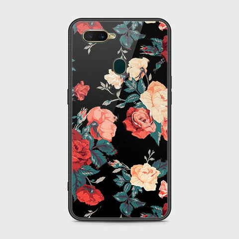Oppo A7 Cover - Floral Series 2 - D45 - HQ Ultra Shine Premium Infinity Glass Soft Silicon Borders Case ( fast Delivery )