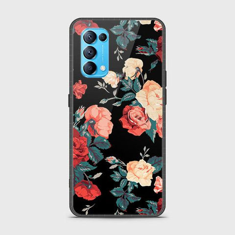 Oppo Reno 5 4G Cover - Floral Series 2 - D8 - HQ Ultra Shine Premium Infinity Glass Soft Silicon Borders Case ( Fast Delivery )