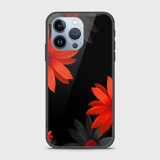 iPhone 13 Pro Cover- Floral Series 2 - D34 - HQ Ultra Shine Premium Infinity Glass Soft Silicon Borders Case ( Fast delivery )