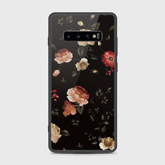 Samsung Galaxy S10 Plus Cover - Floral Series 2 - D12 - HQ Ultra Shine Premium Infinity Glass Soft Silicon Borders Case ( Fast Delivery )
