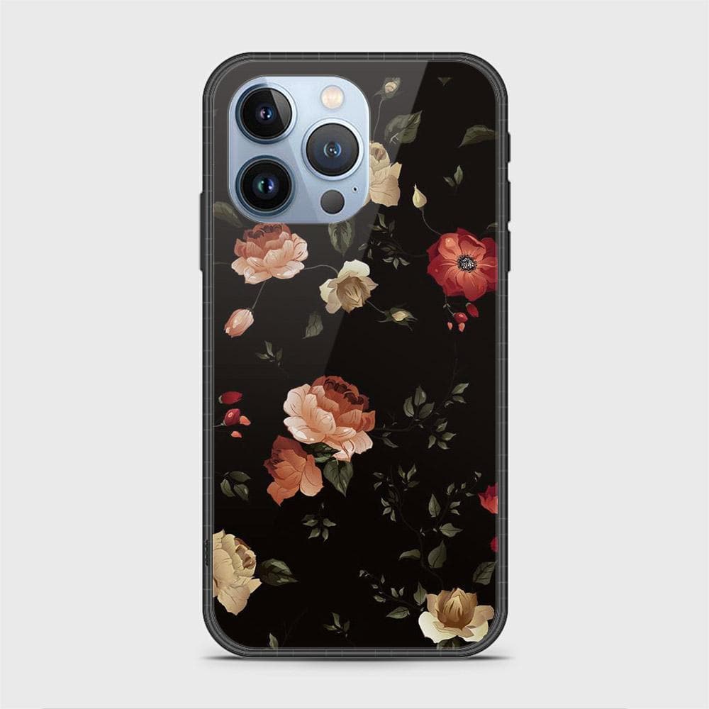 iPhone 13 Pro Max Cover- Floral Series 2 - D6 - HQ Ultra Shine Premium Infinity Glass Soft Silicon Borders Case ( Fast Delivery )