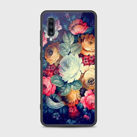 Samsung Galaxy A70s Cover - Floral Series 2 - HQ Ultra Shine Premium Infinity Glass Soft Silicon Borders Case