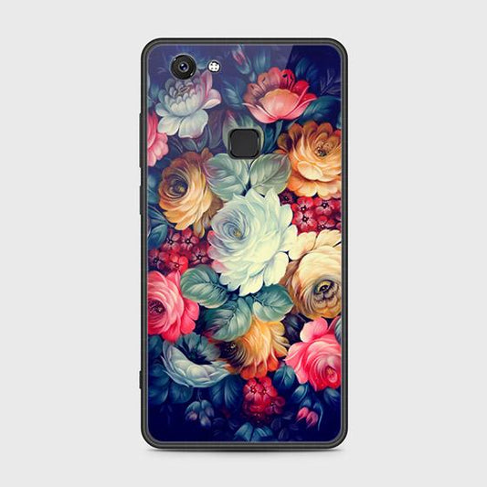 Vivo V7 Cover - Floral Series 2 - D378 - HQ Ultra Shine Premium Infinity Glass Soft Silicon Borders Case ( Fast Delivery )