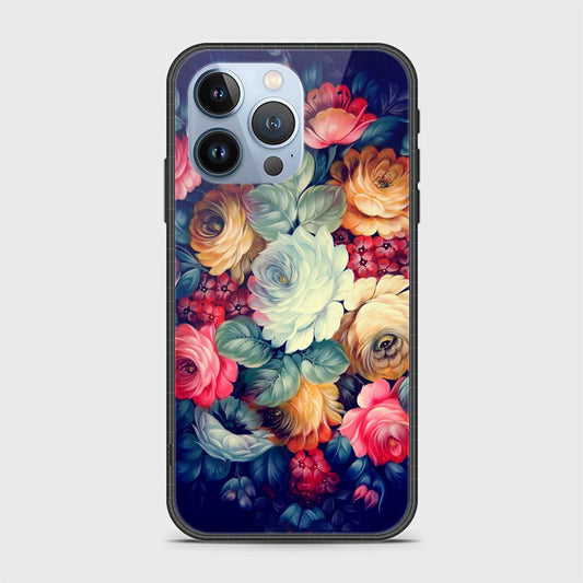 iPhone 13 Pro Cover- Floral Series 2 - D295 - HQ Ultra Shine Premium Infinity Glass Soft Silicon Borders Case ( Fast Delivery )