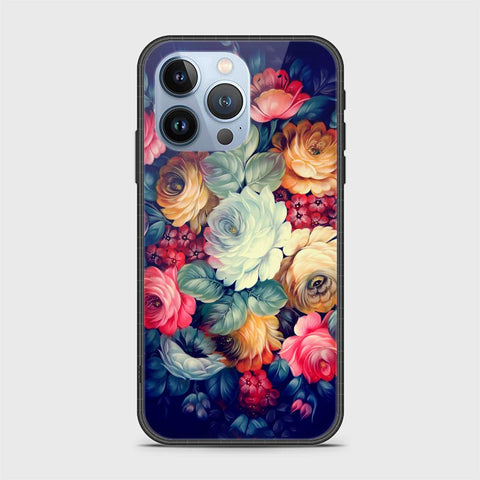 iPhone 13 Pro Cover- Floral Series 2 - D295 - HQ Ultra Shine Premium Infinity Glass Soft Silicon Borders Case ( Fast Delivery )