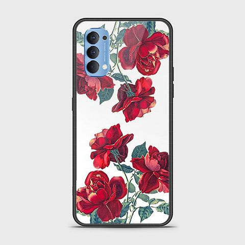 Oppo Reno 4 Cover - Floral Series 2 - HQ Ultra Shine Premium Infinity Glass Soft Silicon Borders Case (Fast Delivery)