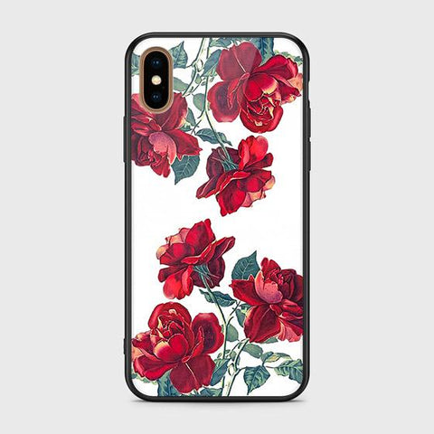 iPhone XS Max Cover - Floral Series 2 - D27 - HQ Ultra Shine Premium Infinity Glass Soft Silicon Borders Case ( Fast Delivery )