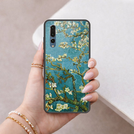 Huawei P20 Pro Cover - Floral Series 2 - HQ Ultra Shine Premium Infinity Glass Soft Silicon Borders Case