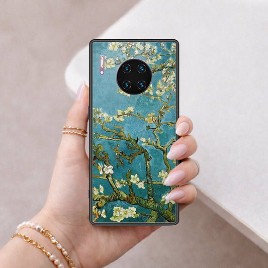 Huawei Mate 30 Pro Cover - Floral Series 2 - HQ Ultra Shine Premium Infinity Glass Soft Silicon Borders Case