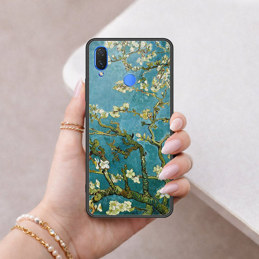 Huawei Honor Play Cover - Floral Series 2 - HQ Ultra Shine Premium Infinity Glass Soft Silicon Borders Case