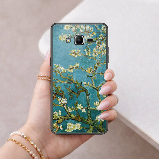 Samsung Galaxy J2 Prime Cover - Floral Series 2 - HQ Ultra Shine Premium Infinity Glass Soft Silicon Borders Case