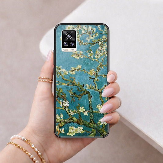 Vivo V20 Cover - Floral Series 2 - HQ Ultra Shine Premium Infinity Glass Soft Silicon Borders Case