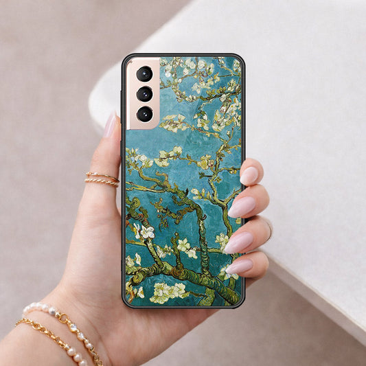 Samsung Galaxy S21 5G Cover - Floral Series 2 - HQ Ultra Shine Premium Infinity Glass Soft Silicon Borders Case